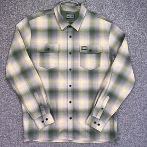 MTN OPS Flannel Shirt Mens M Green Plaid Button Down Outdoor Mesh Lined Stretch